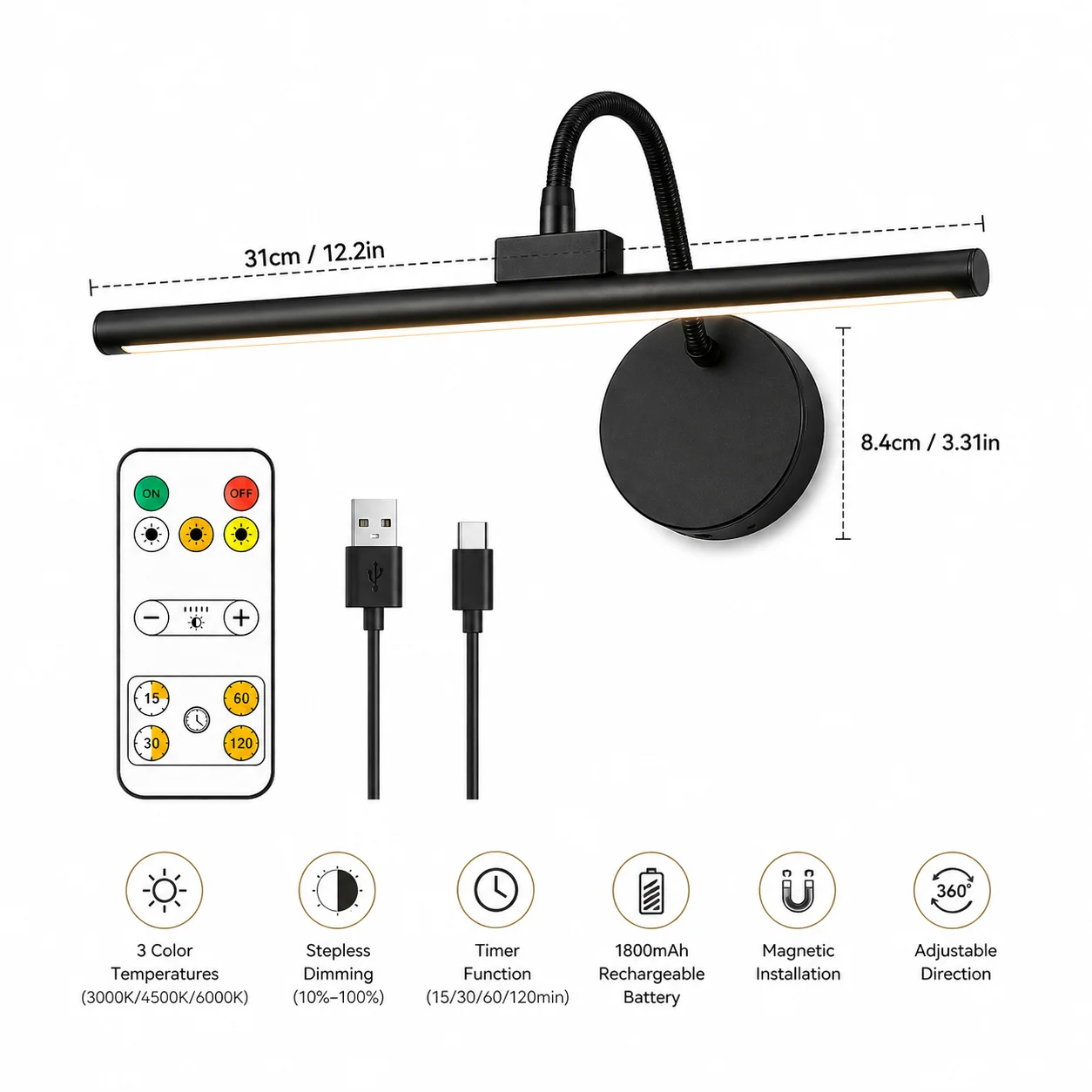 LED Wireless Picture Light wit - Photography Lighting Wall recensie en prijs