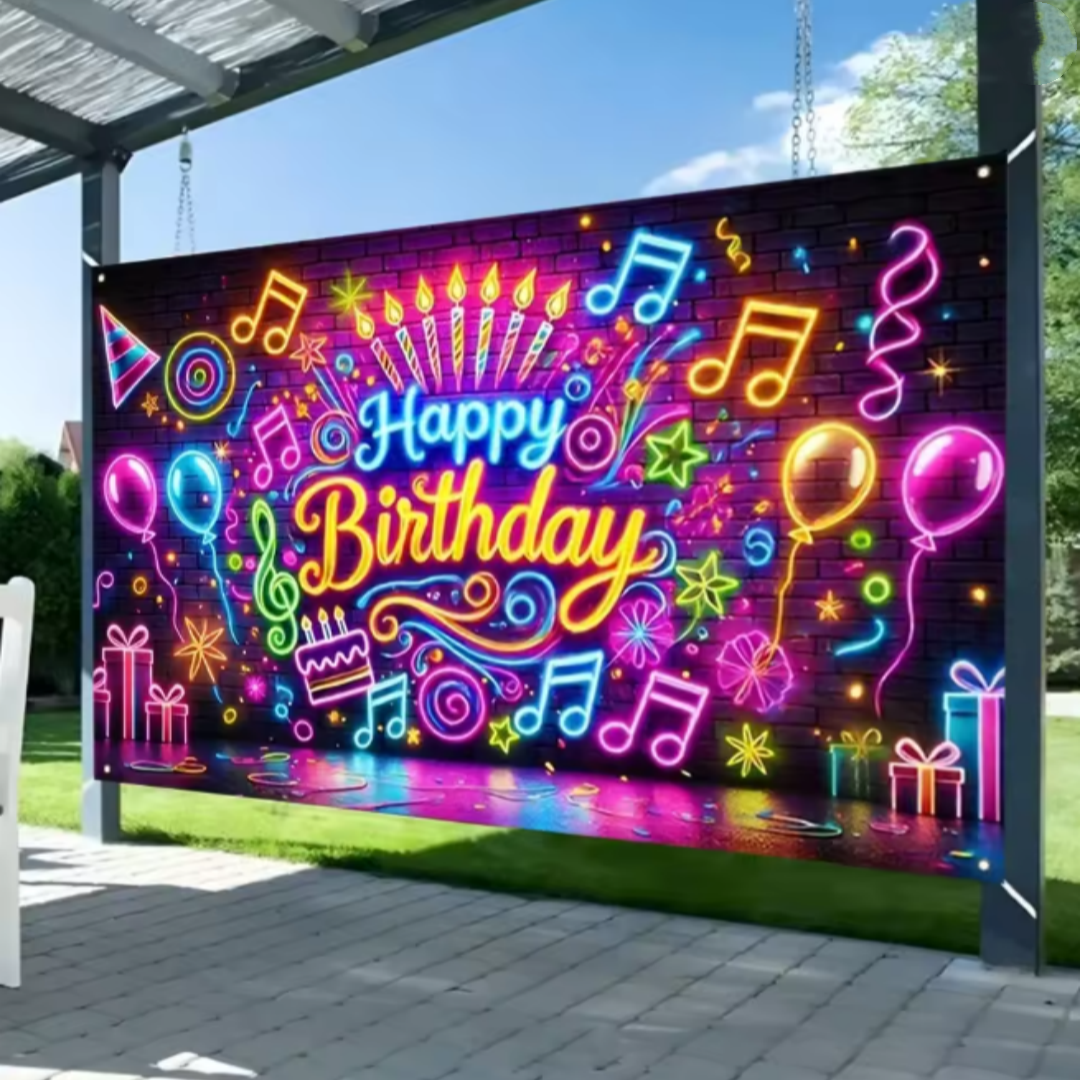 Glitter Neon Music Theme Backg - Photography Lighting Background recensie en prijs