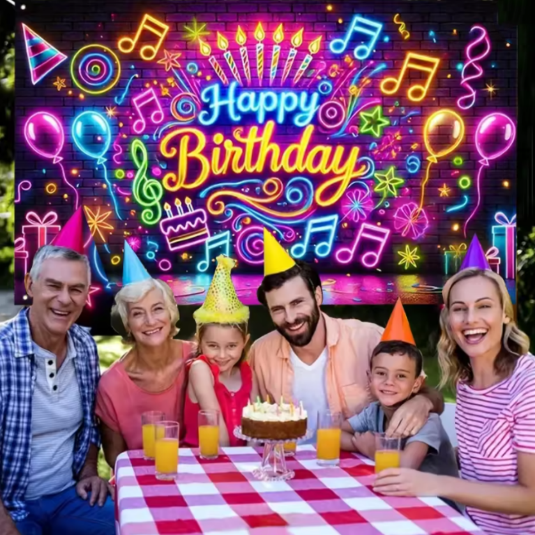 Glitter Neon Music Theme Backg - Photography Lighting Background recensie en prijs
