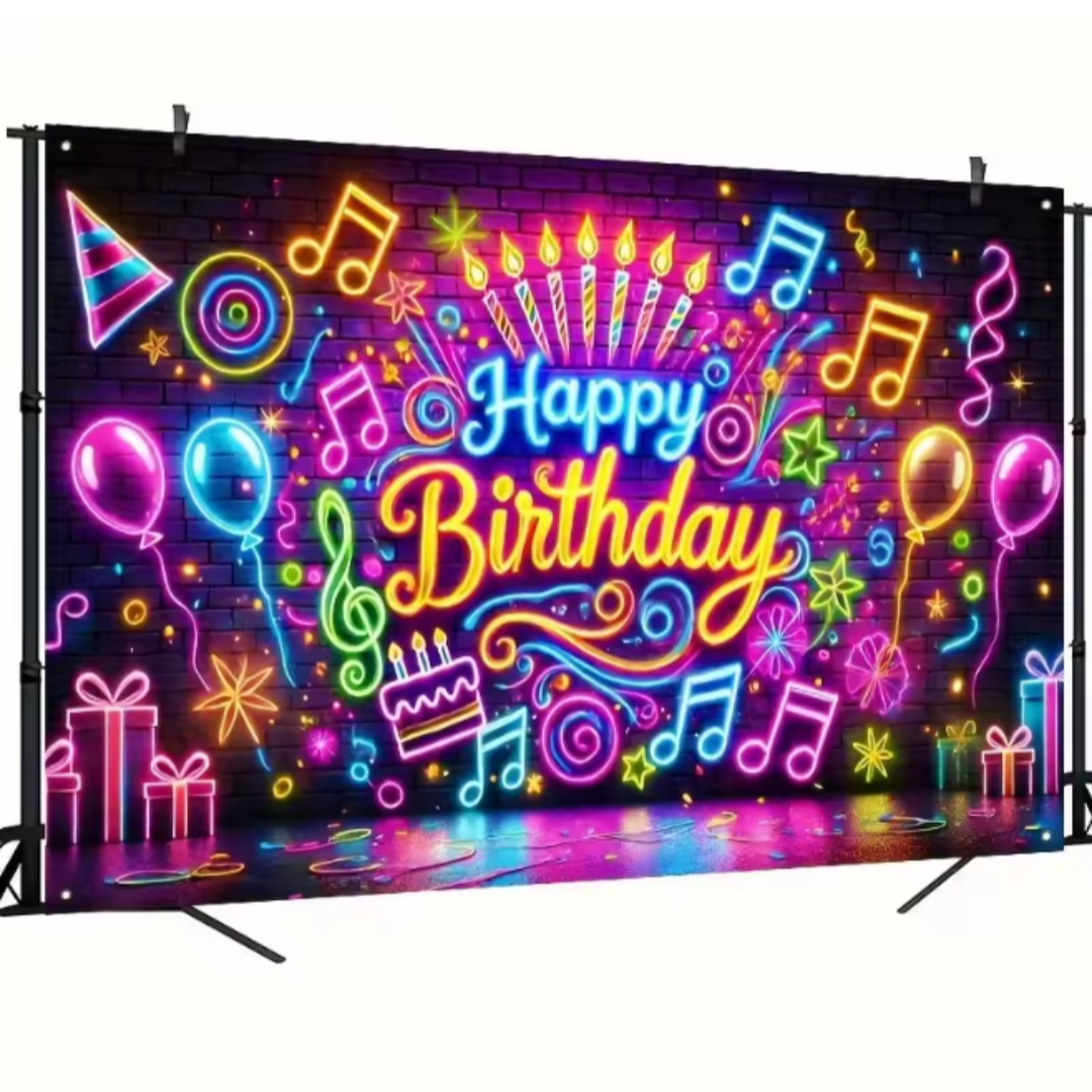 Glitter Neon Music Theme Backg - Photography Lighting Background recensie en prijs