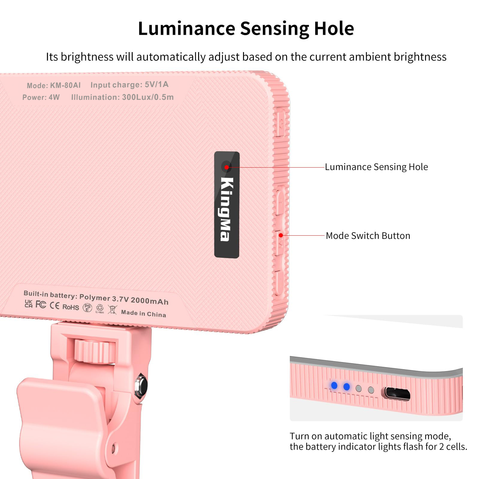 King Ma Pink Rechargeable Self - Quality Photography Lighting recensie en prijs